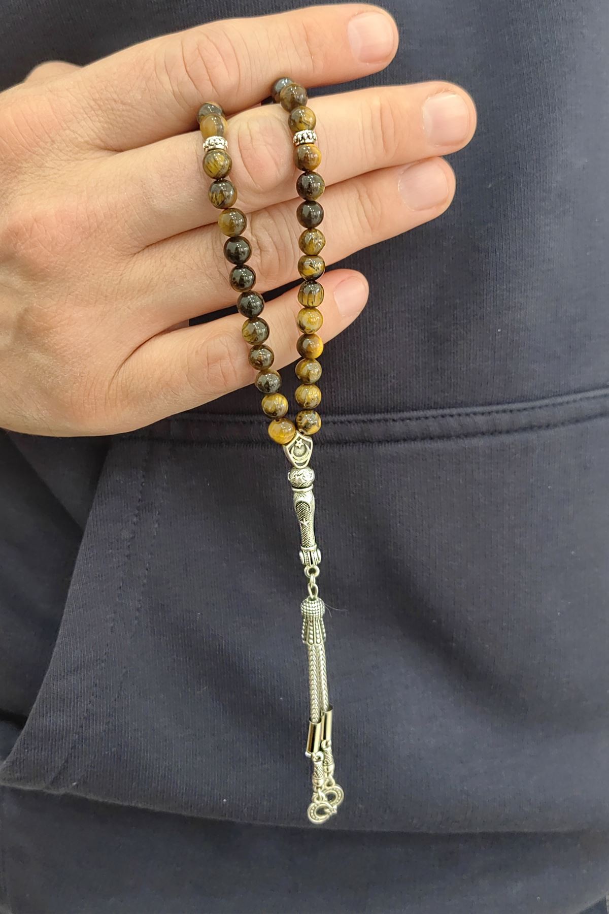 Chavin 6 mm. Kaplan Gözü Taşlı Doğaltaş Tespih ev92
