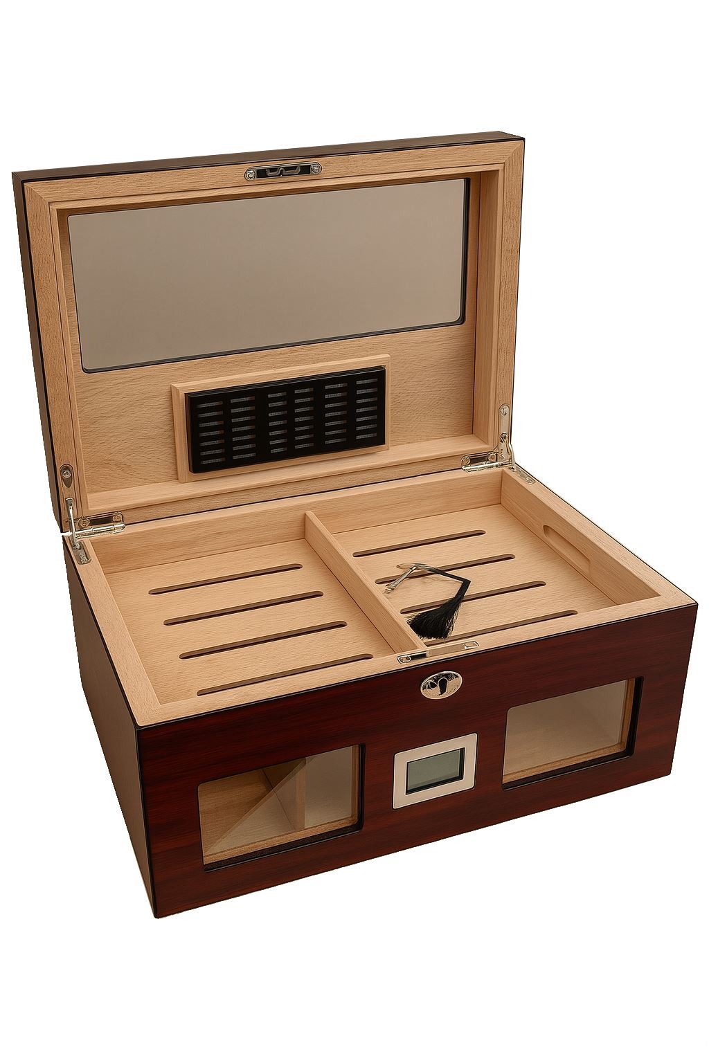 Falconetti Bordo 2 Katlı Camlı Dijital Humidor Puro Kutusu rc59kr