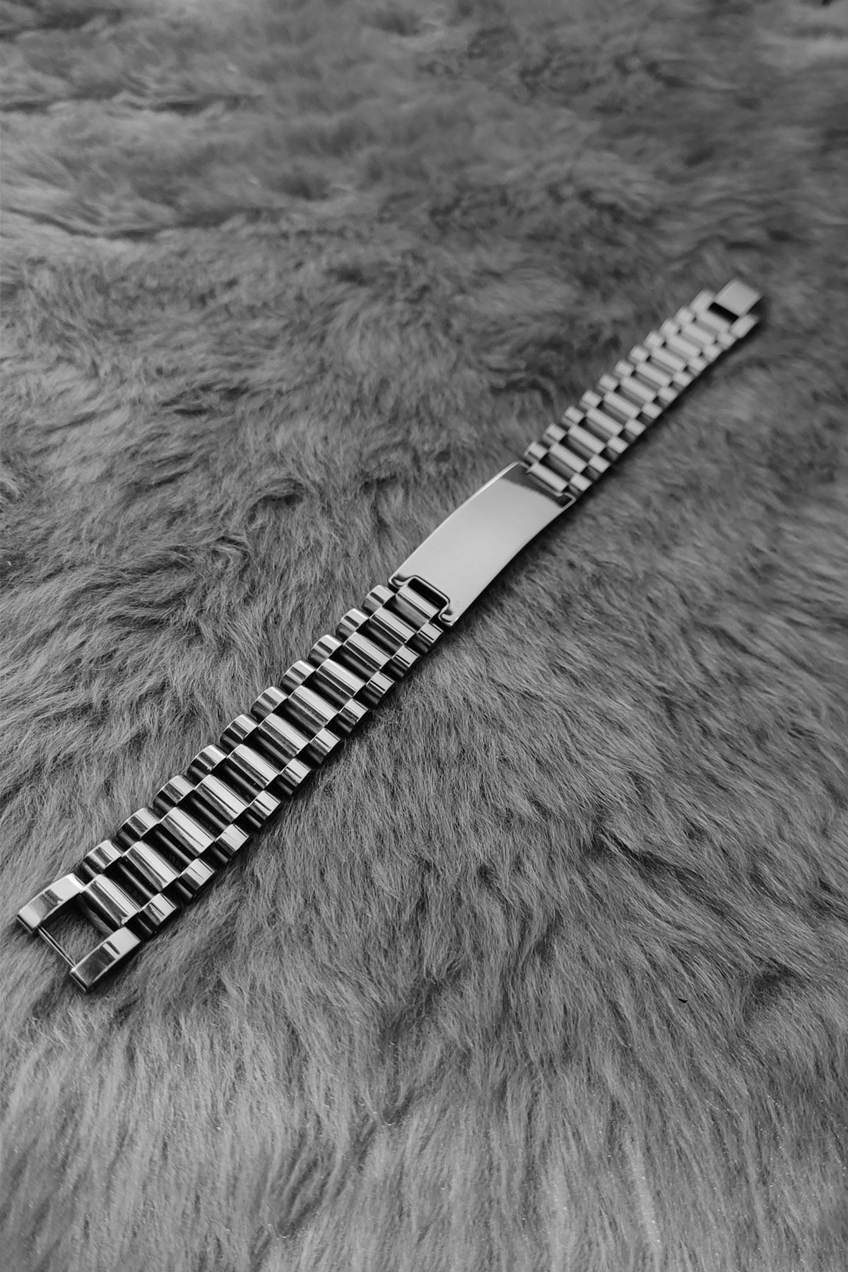 Chavin 15 mm. Gri Paslanmaz Çelik Erkek Künye Bileklik ea40bysr