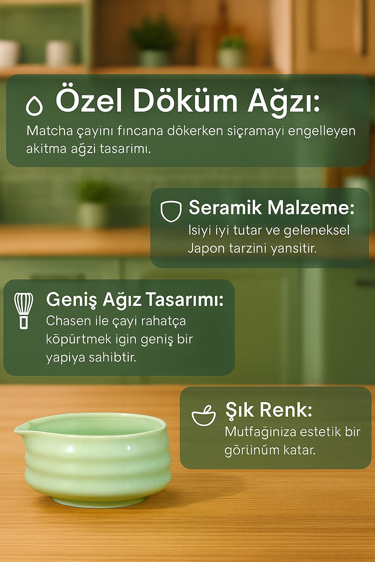 Seramik Matcha Çayı Köpürtme Kasesi Chawan mt215