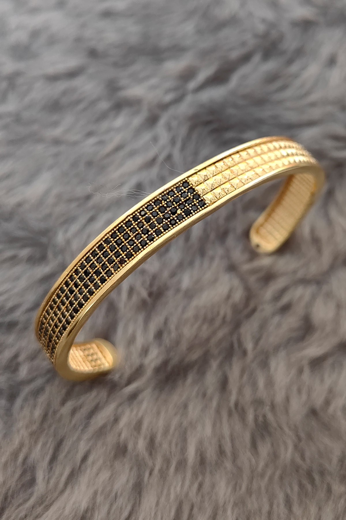 Chavin Gold Kelepçe Stil Zirkon Pirinç Erkek Bileklik er60sr