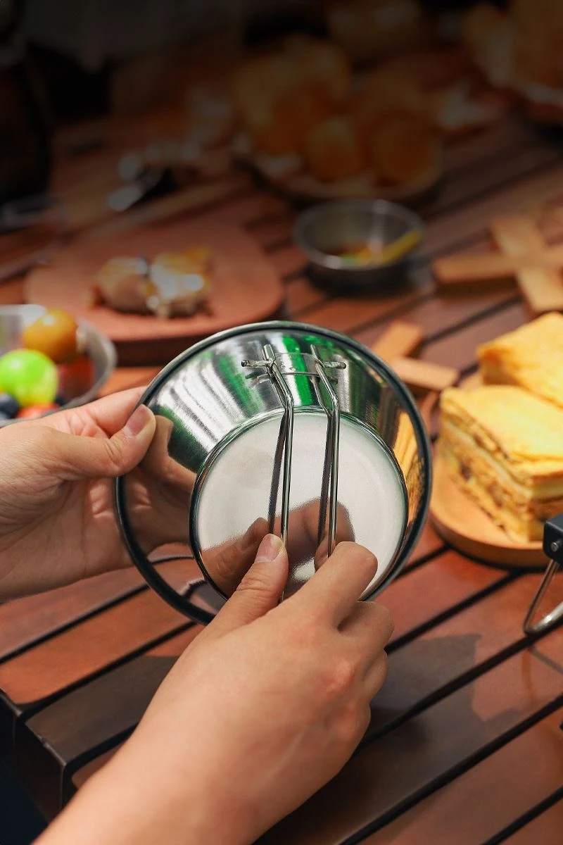 Çelik 275 ml Katlanır Kulp Ölçekli Kamp Ve Piknik Kasesi mt102