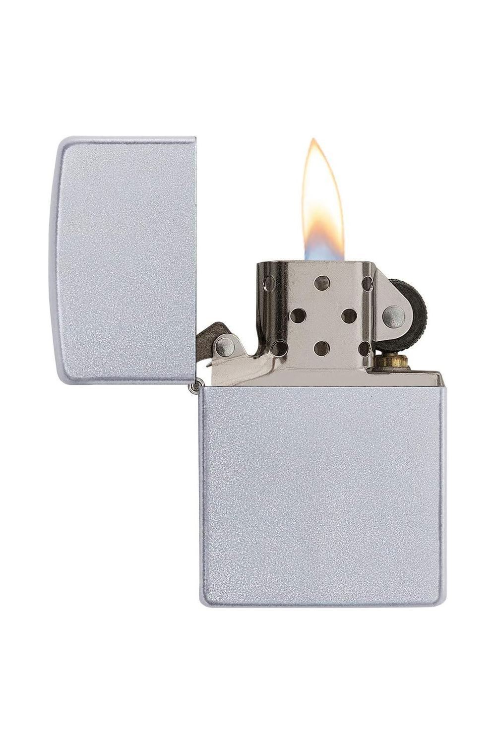 Zippo Çakmak Satin Mat Gri Hediyelik Kutu Benzin Taş Set du10mat