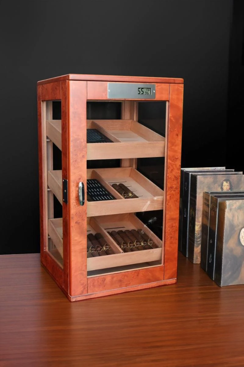 Falconetti Sedir Ağacı 3 Katlı Camlı Özel Humidor Puro Kutusu rd11