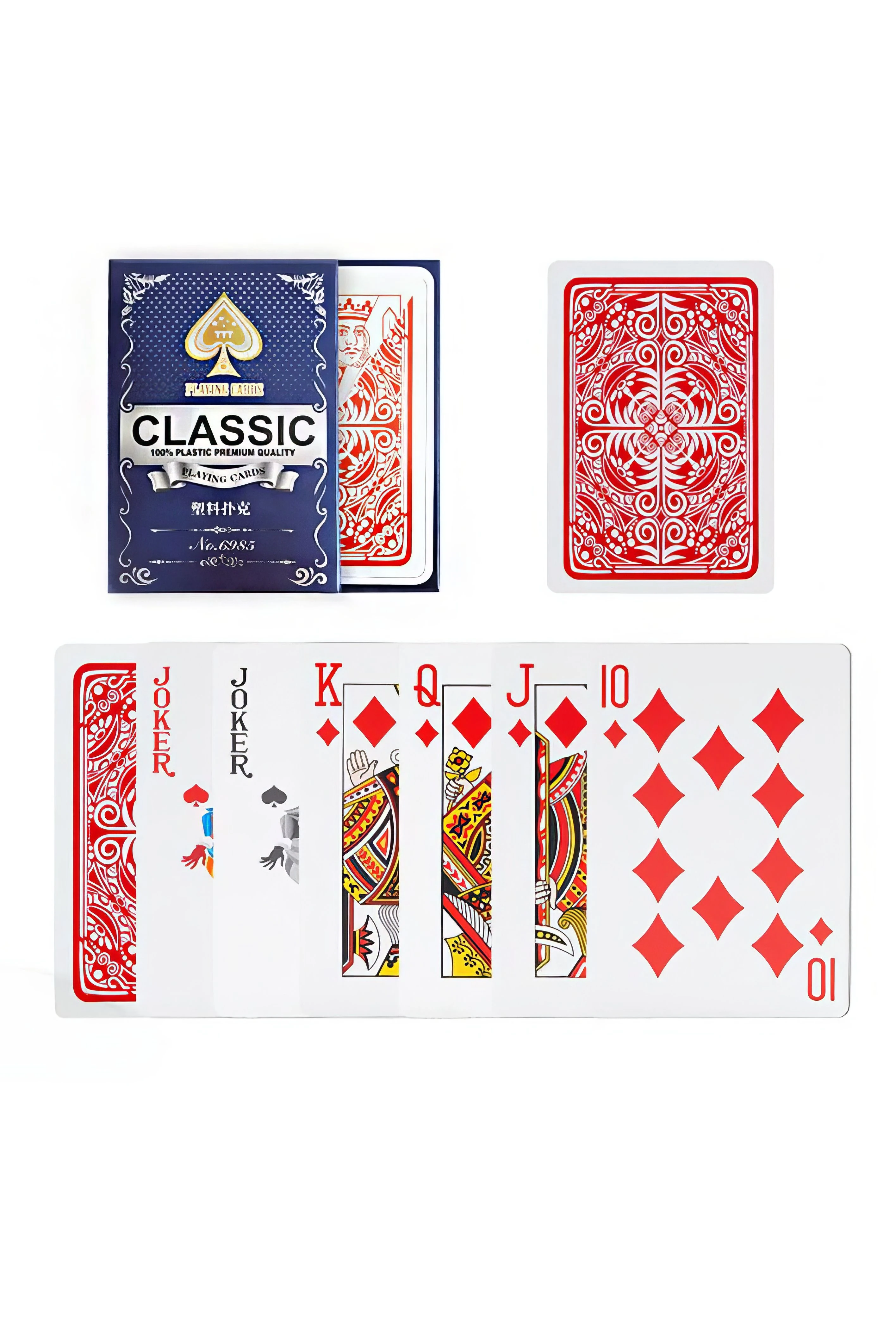 Pvc Plastik Kırmızı Su Geçirmez Poker iskambil Oyun Kağıdı rd63kr