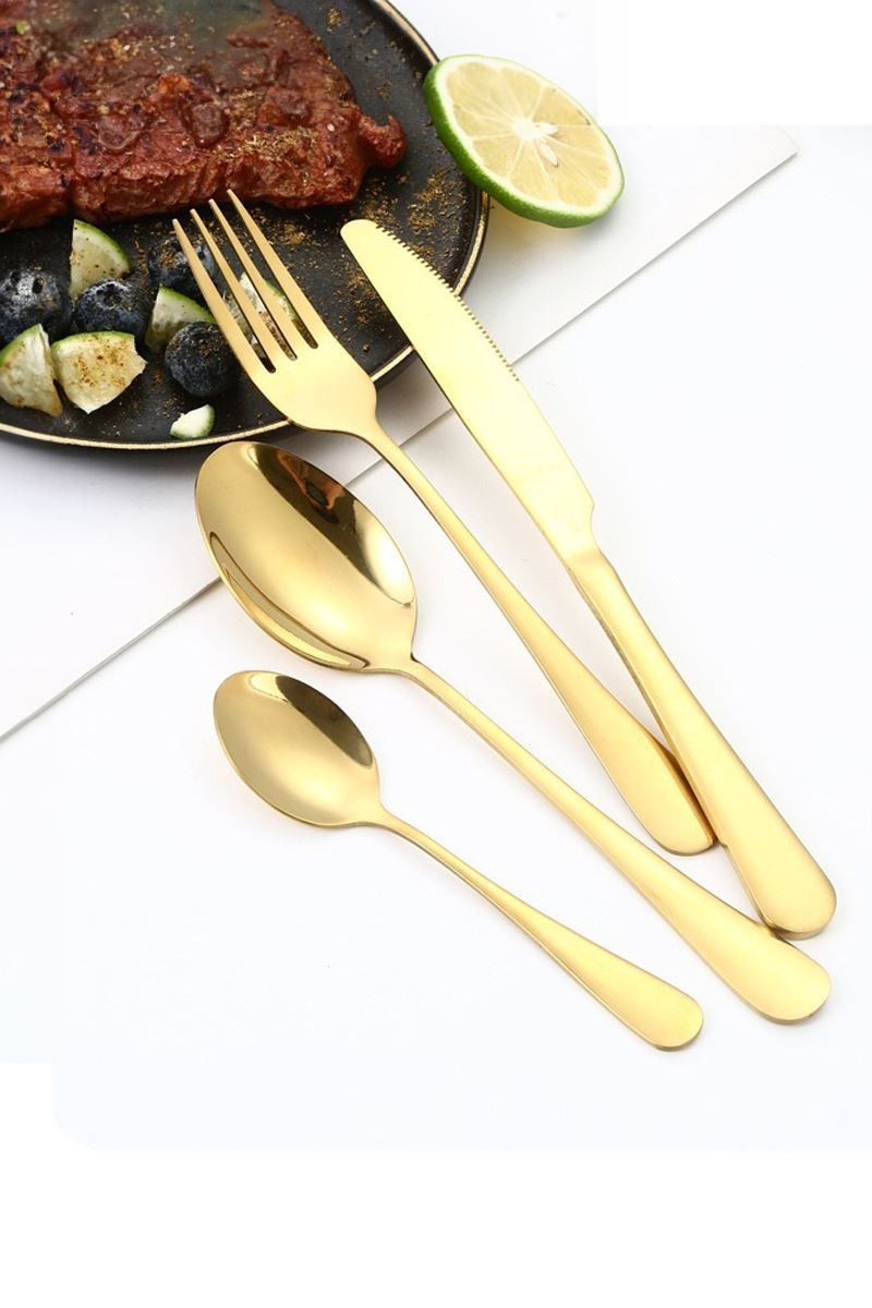Chavin Çelik 24 Parça 6 Kişilik Gold Yemek Kaşık Çatal Bıçak Seti cin736sr