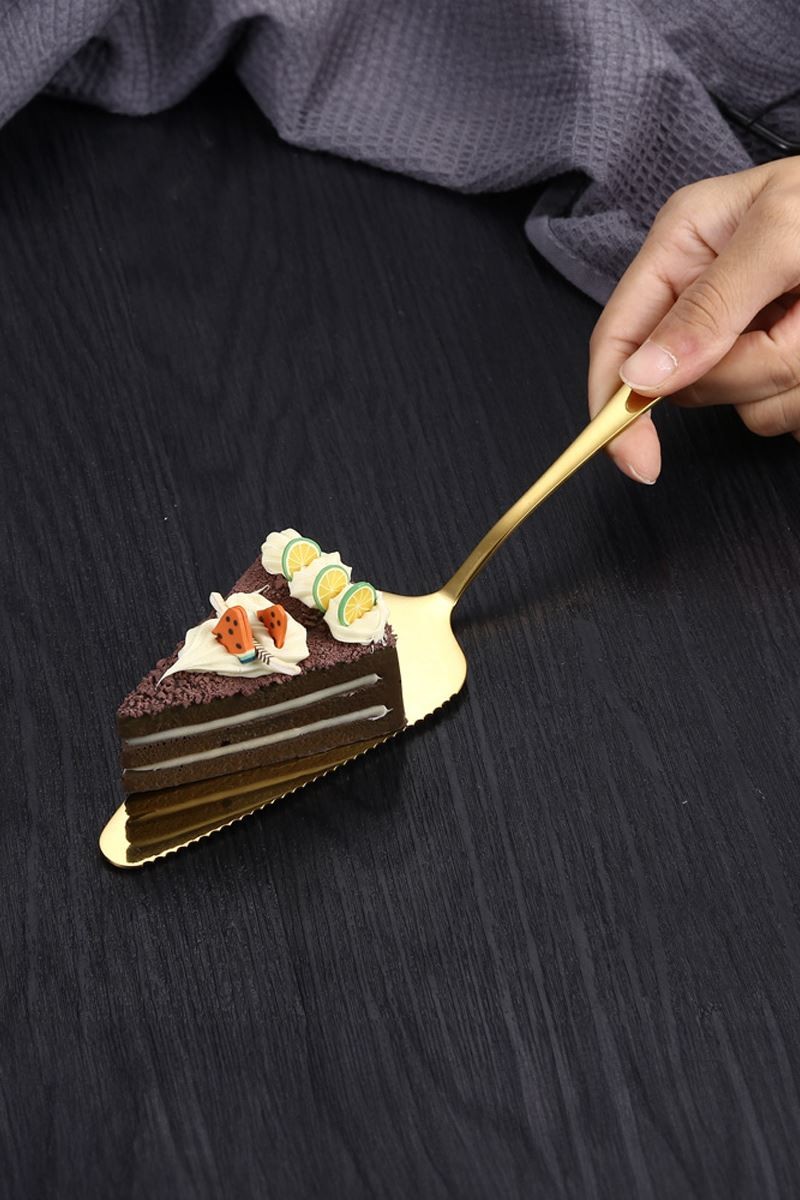Çelik Gold Pasta Spatula Bıçak Seti Kek Sunum cin512sr