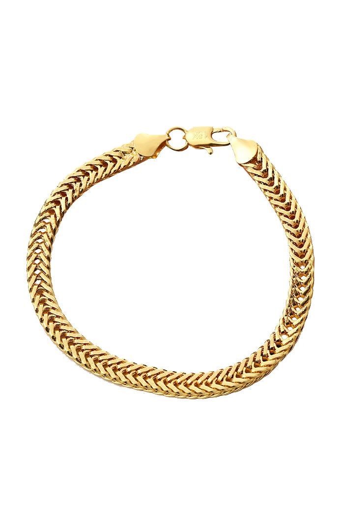 Chavin 6 mm. 20,5 cm. 18 k. Kaplama Örgü Erkek Bileklik ed01srx