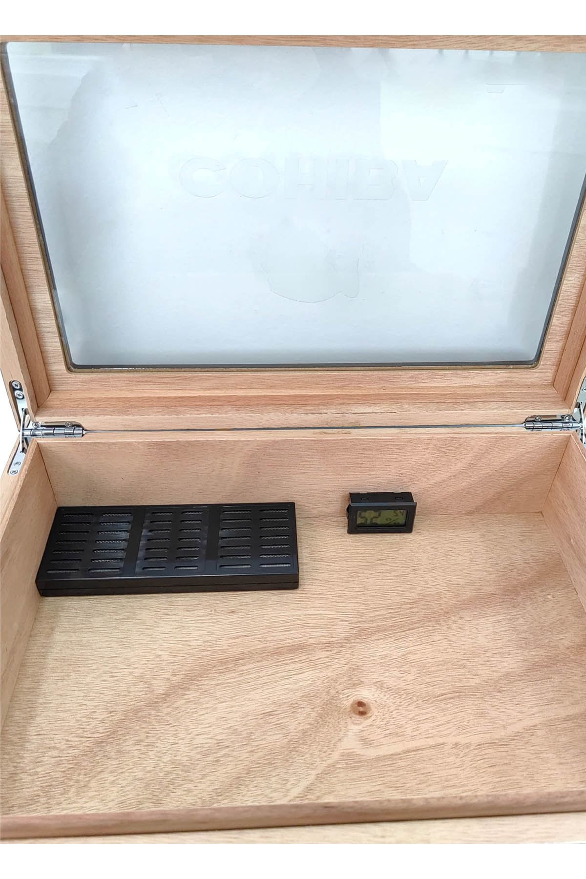 Cohiba Piyano Black Siyah Camlı Humidor Puro Kutusu rc39