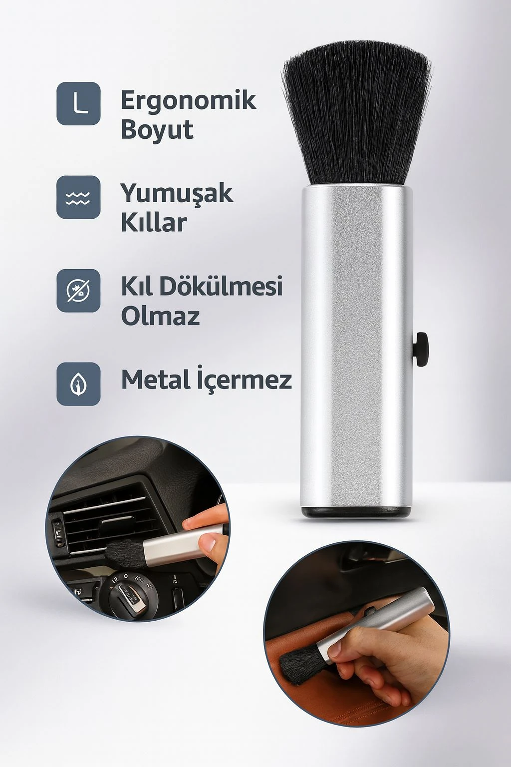 Asansörlü Mini Araç İçi Temizleme Fırçası Oto Detay Klima Temizlik Fırça cin905b