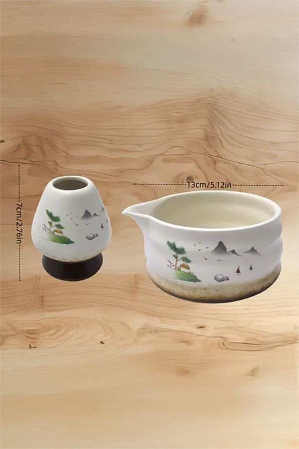 Seramik Chawan Matcha Çayı Köpürtme Kasesi ve Whisk Matcha Tutucu cin998