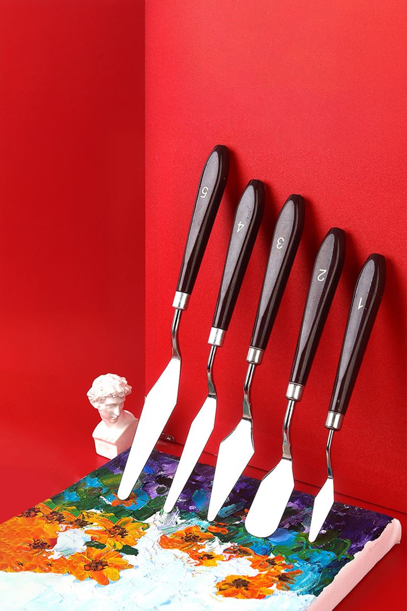 5 Parça Resim Spatula Seti Boya Palet Bıçağı Painting Knife cin549