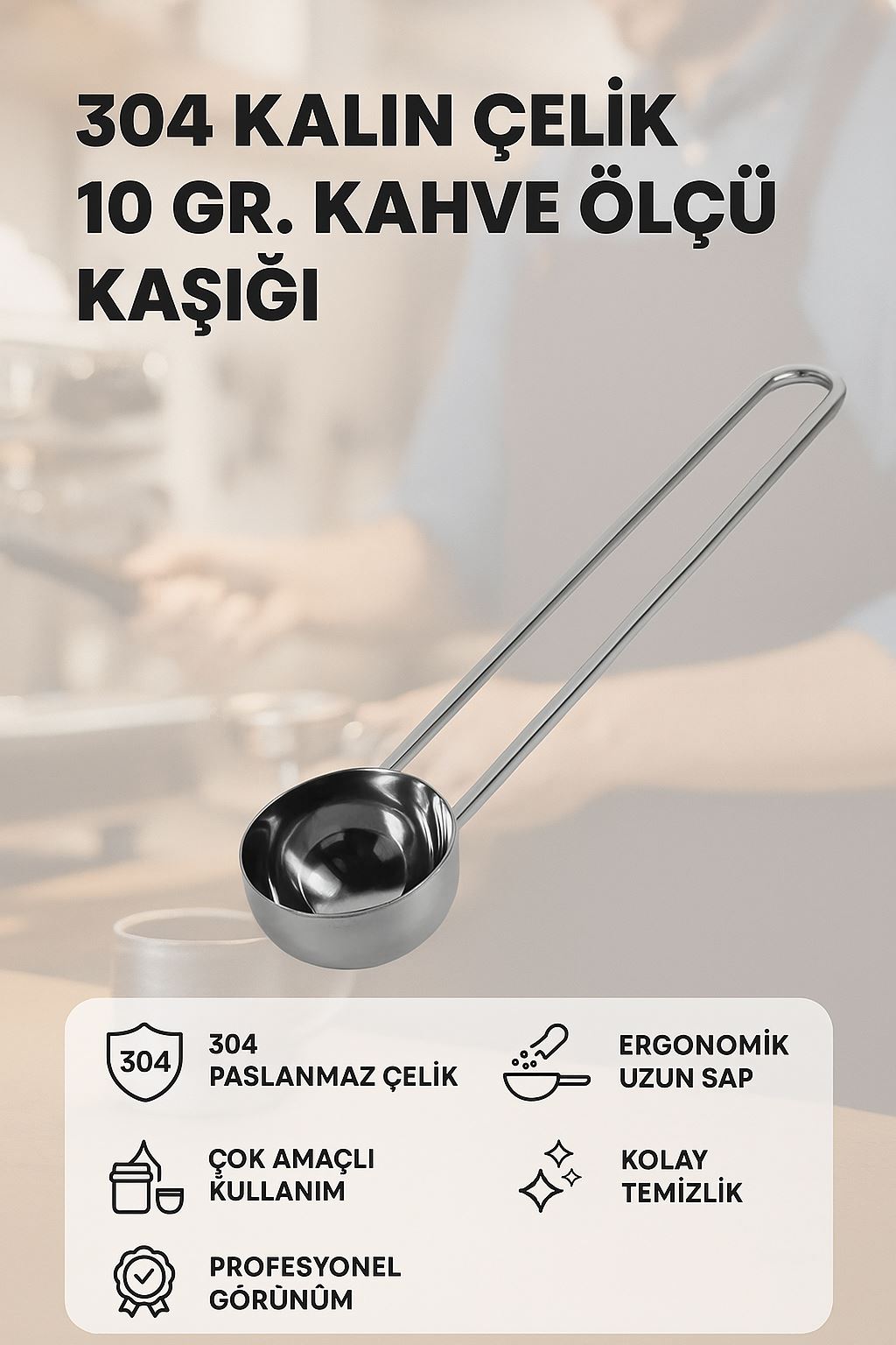 Paslanmaz Çelik Kahve Ölçü Kaşığı 7 gram cin109