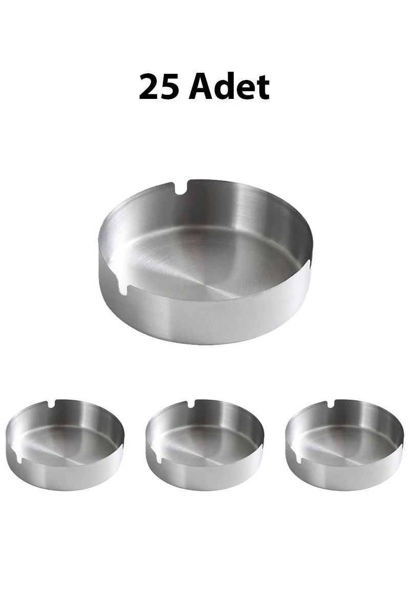 25 Adet Çelik 8cm Kafe Restaurant Lokanta Yuvarlak Kül Tablası Küllük cin814-25