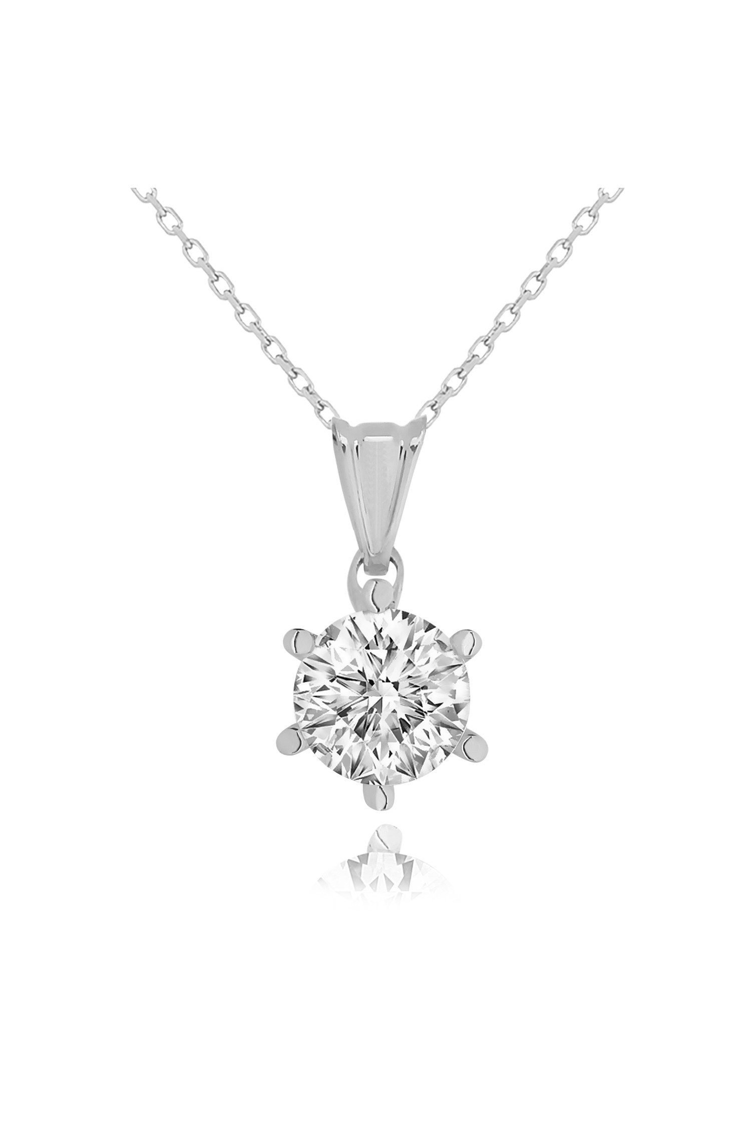 Chavin 2 Carat Swarovski 14 Ayar Altın Bayan Tek Taş Kolye dh09by