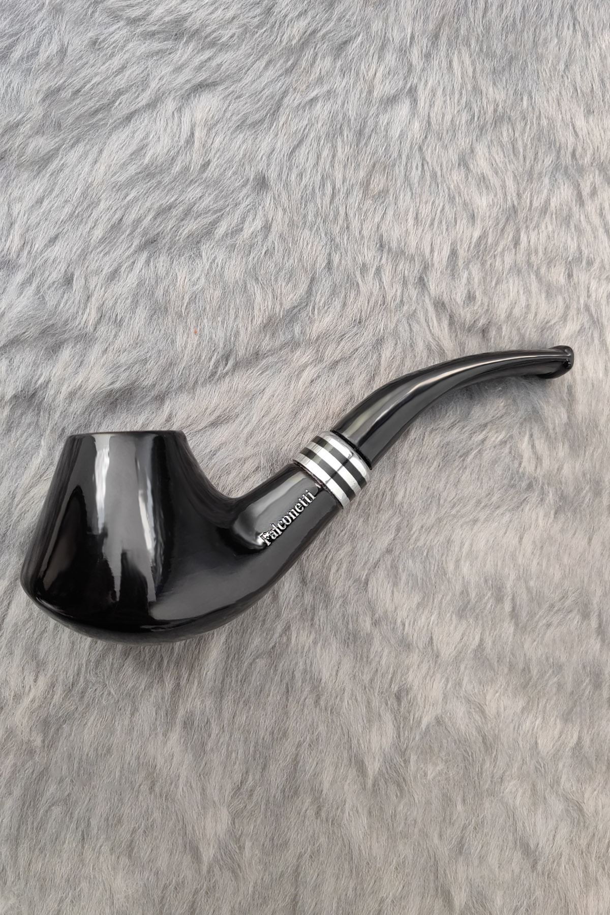 Falconetti Siyah Parlak Sandalwood Bilezikli Ahşap Pipo rc99