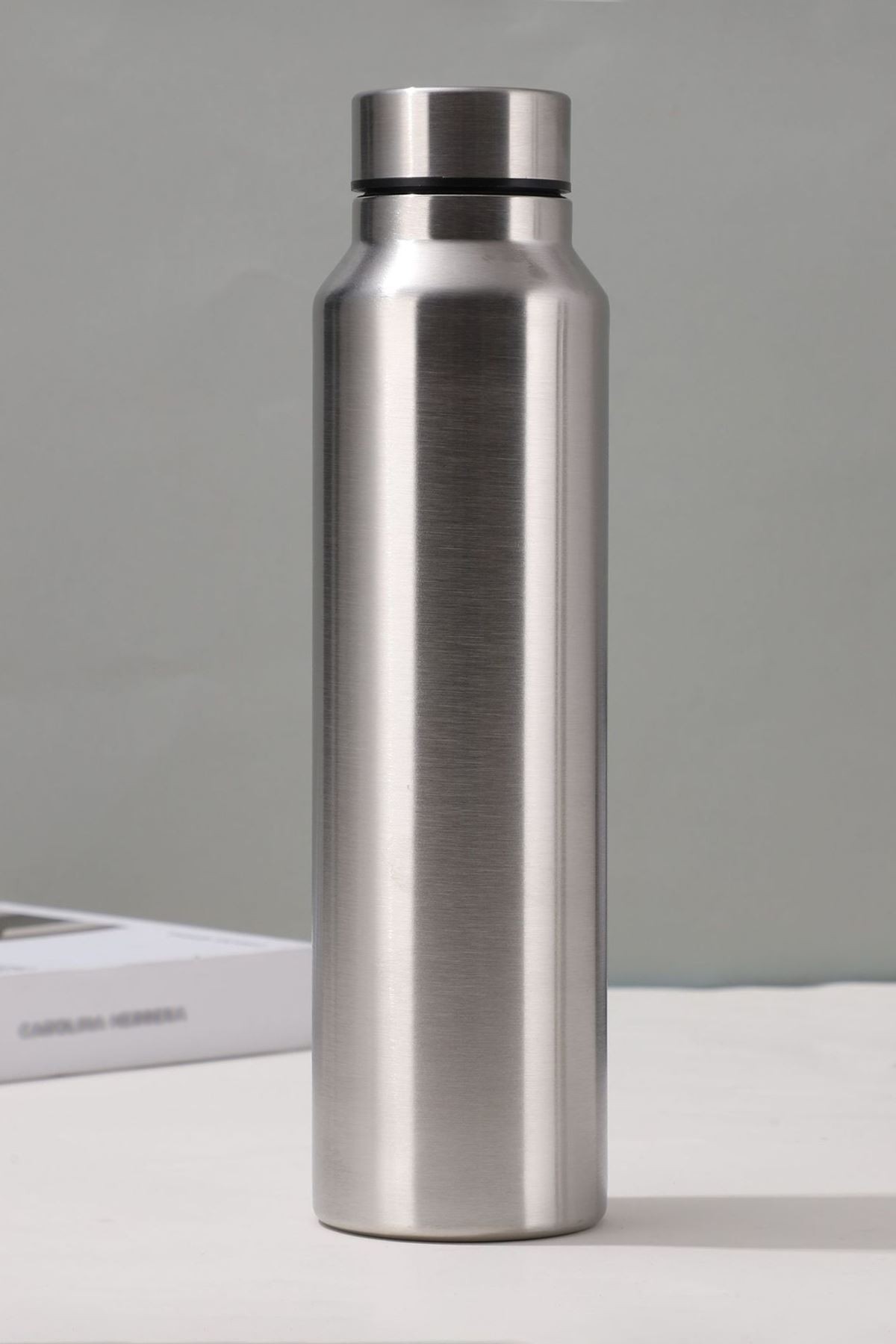 Çelik Gri 1000 ml Spor Matara Suluk cin907