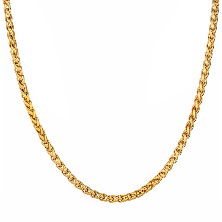 Chavin 5 mm. 55 cm. Sarı Gold Burgu Çelik Bayan Erkek Zincir dt50-5