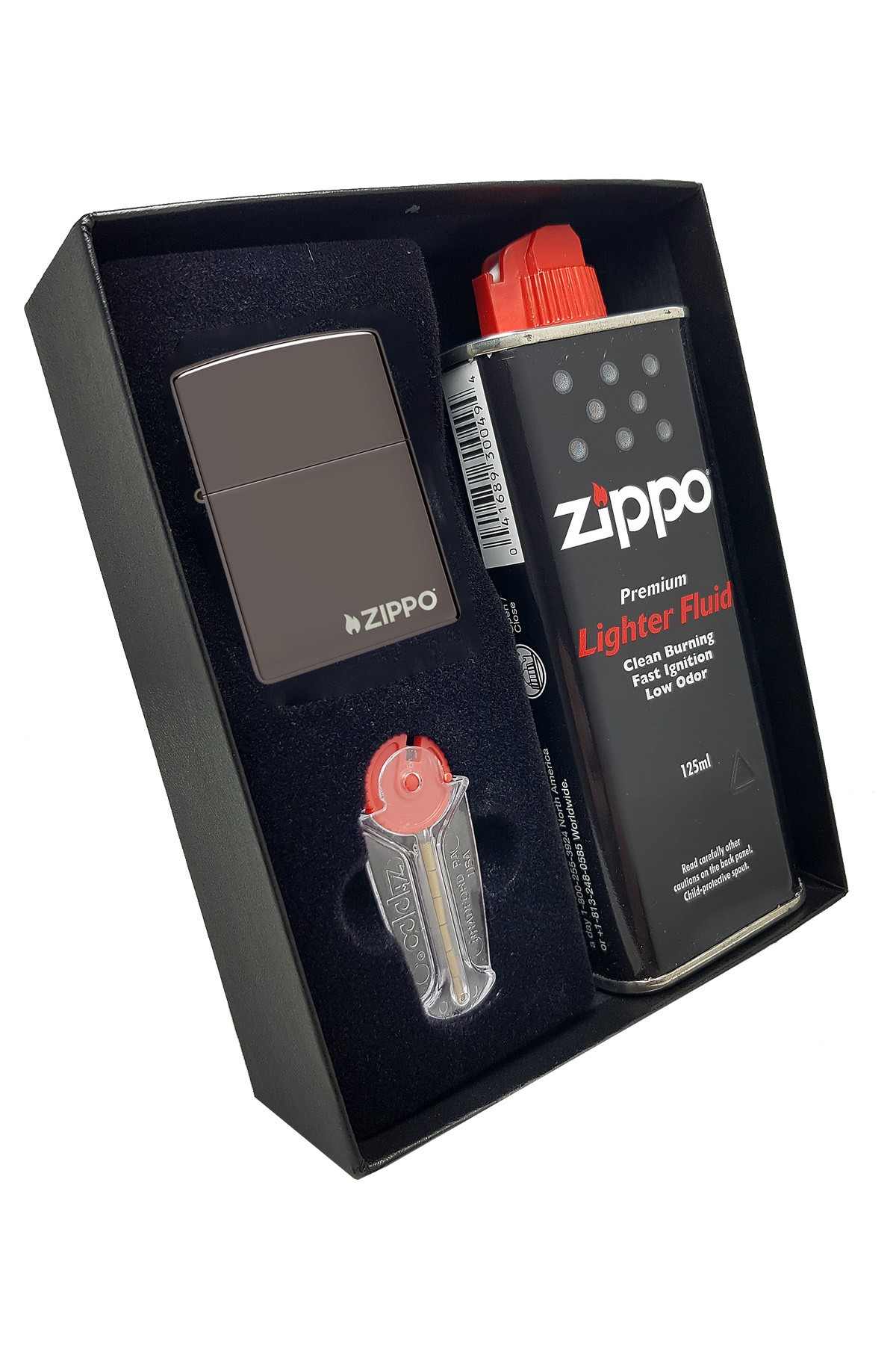 Zippo Çakmak Parlak Black ice Benzin Taş Hediyelik Set du10-150zl