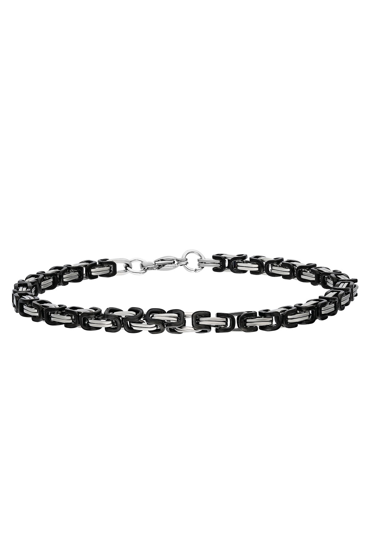 Chavin Kral Model 4 mm. Gri-Siyah Çelik Erkek Bileklik az68-4sy