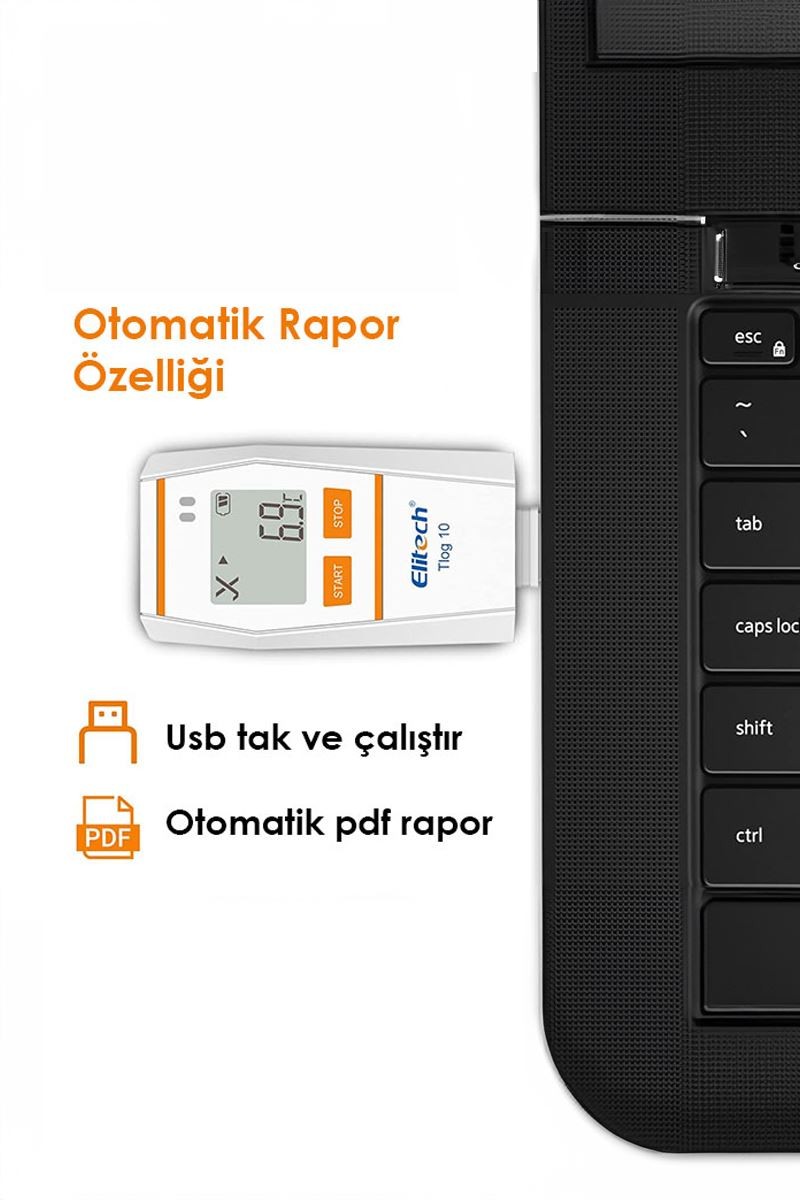 Elitech Hassas Sıcaklık Kayıt Cihazı Otomatik Rapor Datalogger Tlog10 thr378