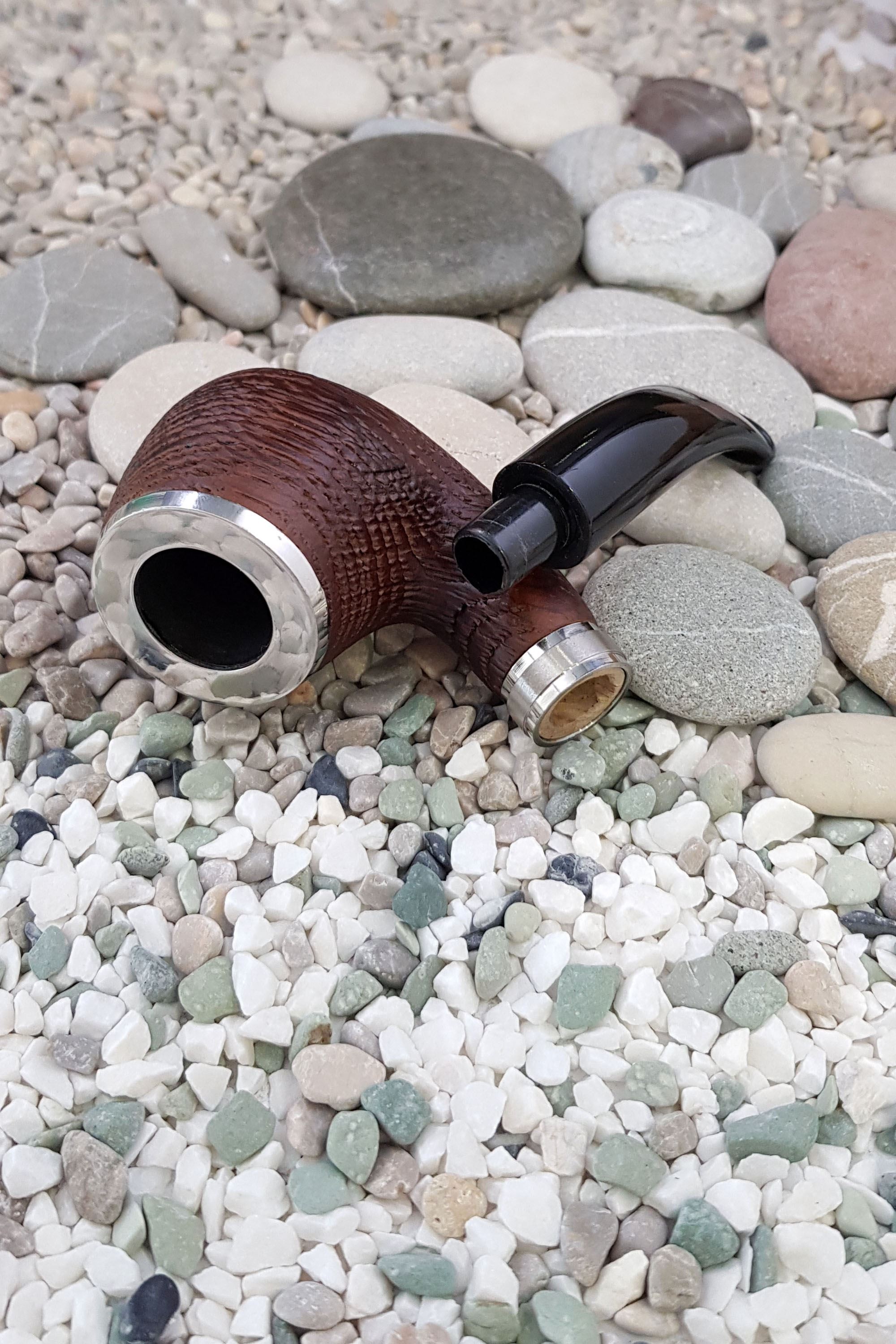 Falconetti 9 mm. Metal Süslü Maun Eğik Sap Ahşap Pipo py55