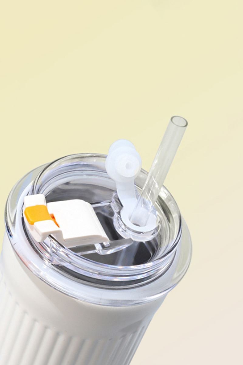 304 L Çelik 500 ml. Pembe Beyaz Degrade Pipetli El Termos Mug cin913pm