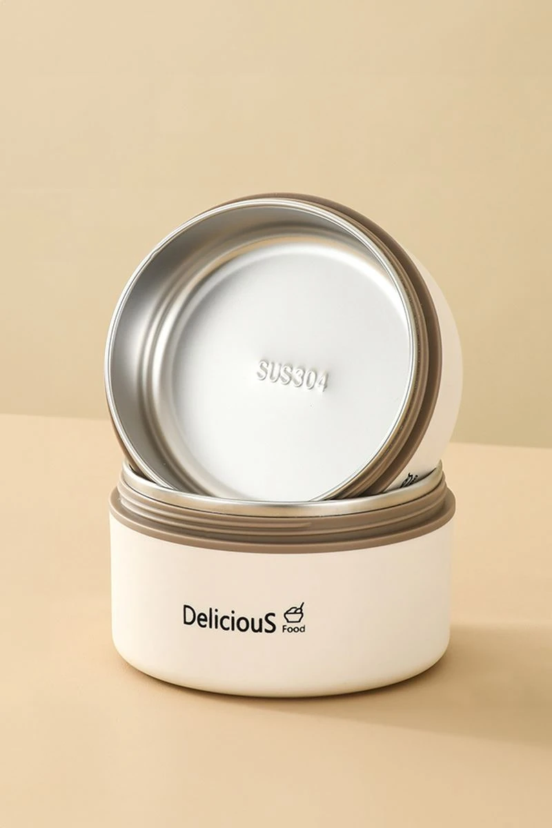 304 Çelik Krem 600 ml Yemek Mama Saklama Kabı Sefer Tası (SICAK TUTMAZ) cin896by