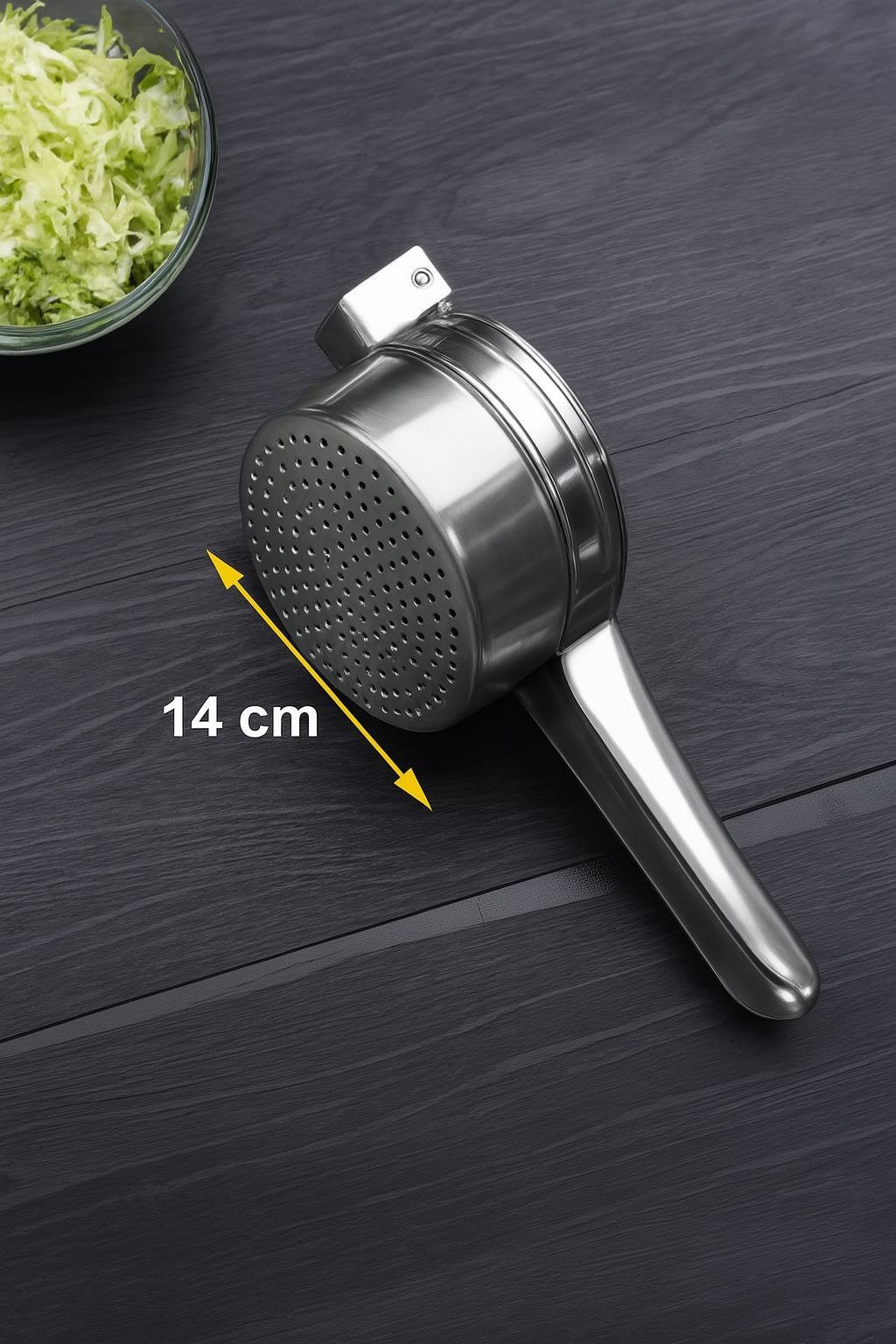 Çelik XL Büyük 14 cm. Patates Ezici Püre Yapıcı Meyve Suyu Sıkacağı Pres cin788