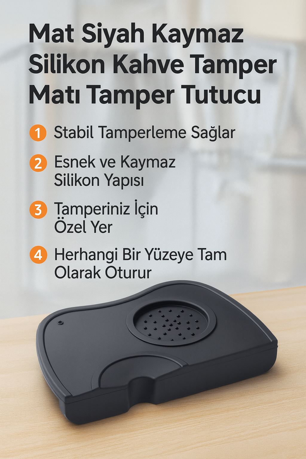 Mat Siyah Kaymaz Silikon Kahve Tamper Matı Tamper Tutucu cin448