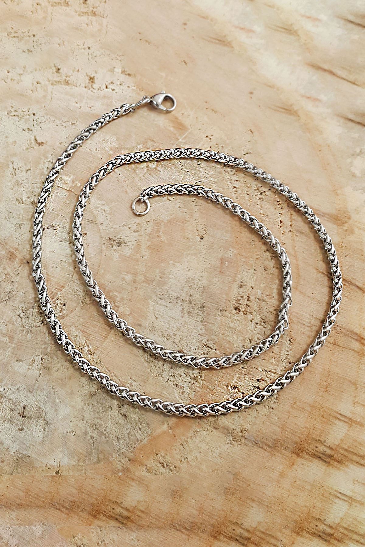 Chavin 3 mm. 80 cm. Burgu Çelik Erkek Zincir Kolye dp56