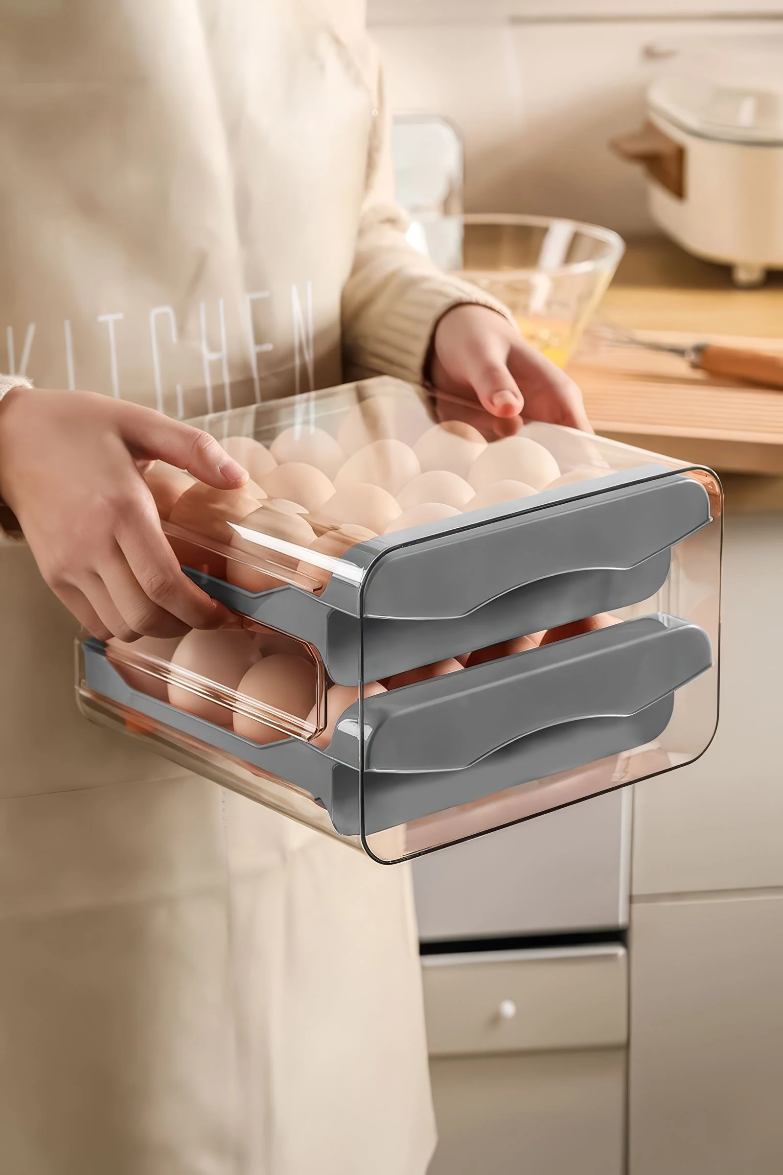 32 Bölmeli Plastik Yumurtalık Buzdolabı Düzenleyici Yumurta Saklama Çekmecesi
