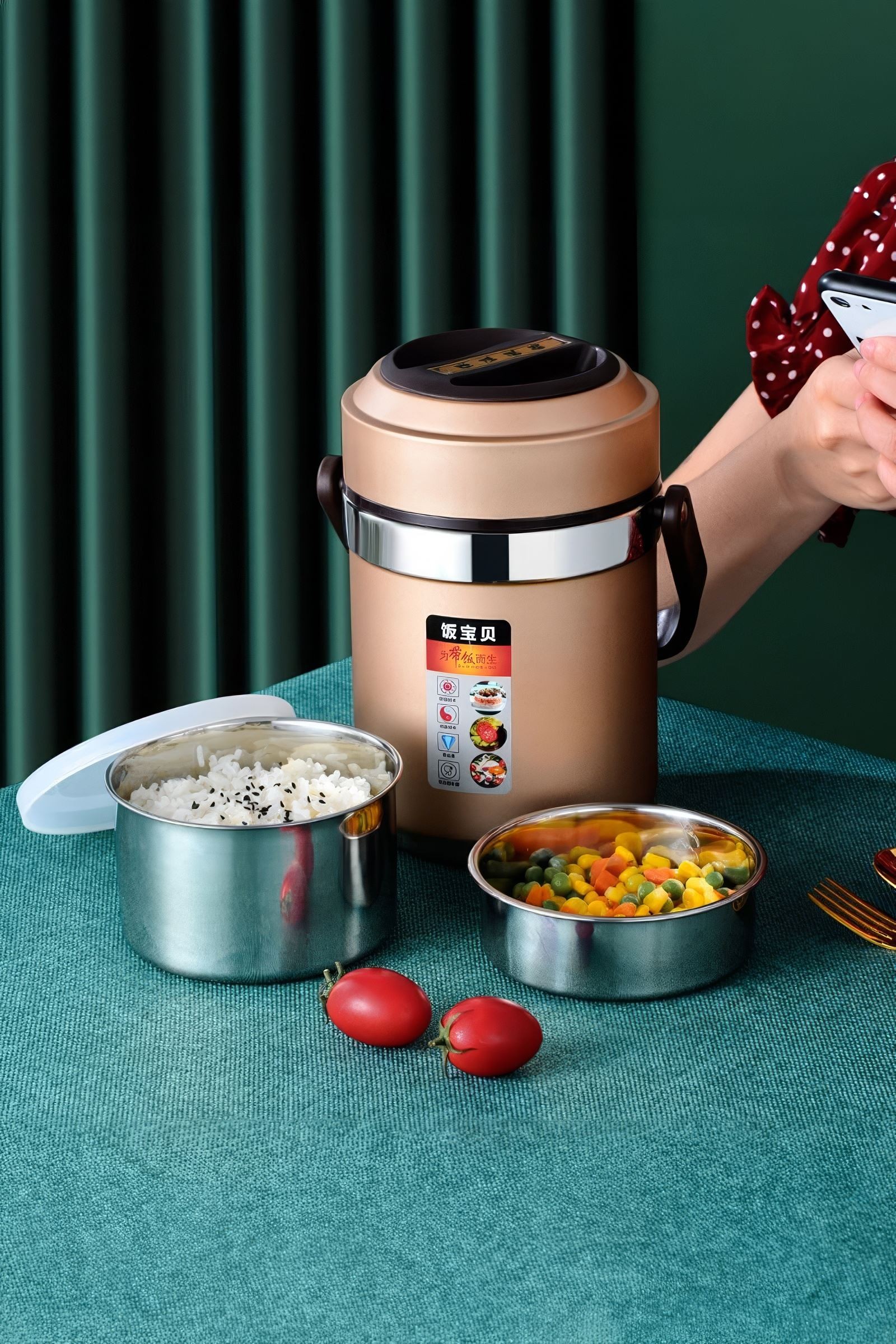 304 Çelik 2000 ml Vakumlu Yemek Mama Saklama Termosu Sefertası cin598gld