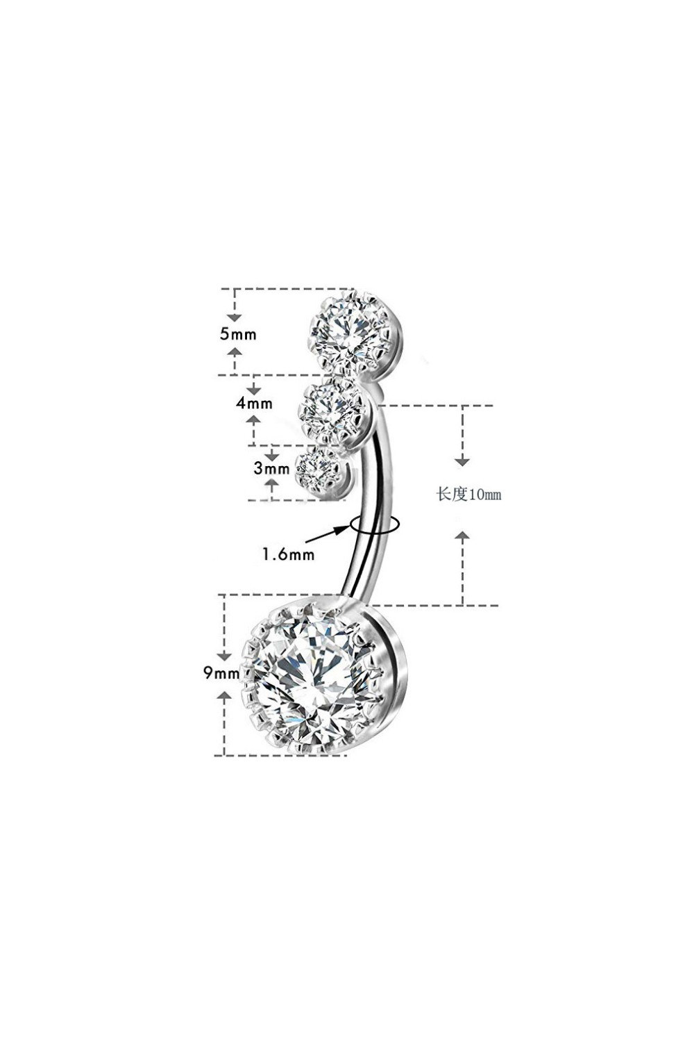 Chavin Dört Sıra Taşlı Göbek Piercing ed05by