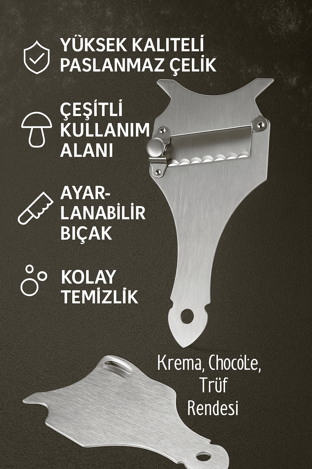 Çelik Mantar Dilimleyici Peynir Çikolata Dilimleyici Trüf rendesi cin970