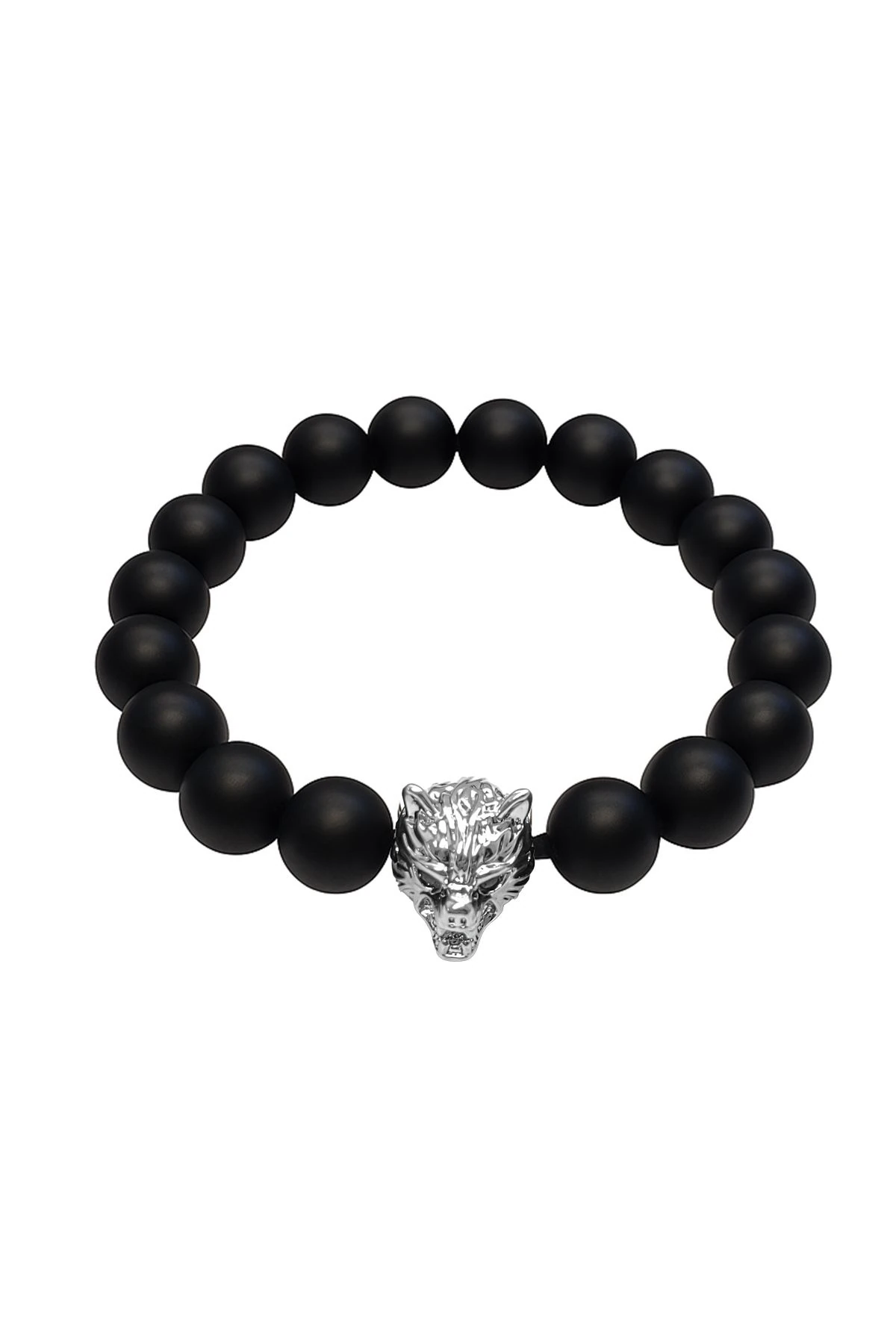 Lastikli Doğal Oniks Taşlı Erkek Bileklik ey44