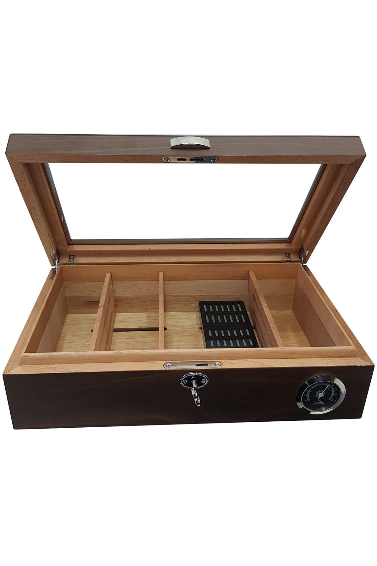 Falconetti Kahverengi Çekmeceli Camlı Humidor Puro Kutusu rc15x