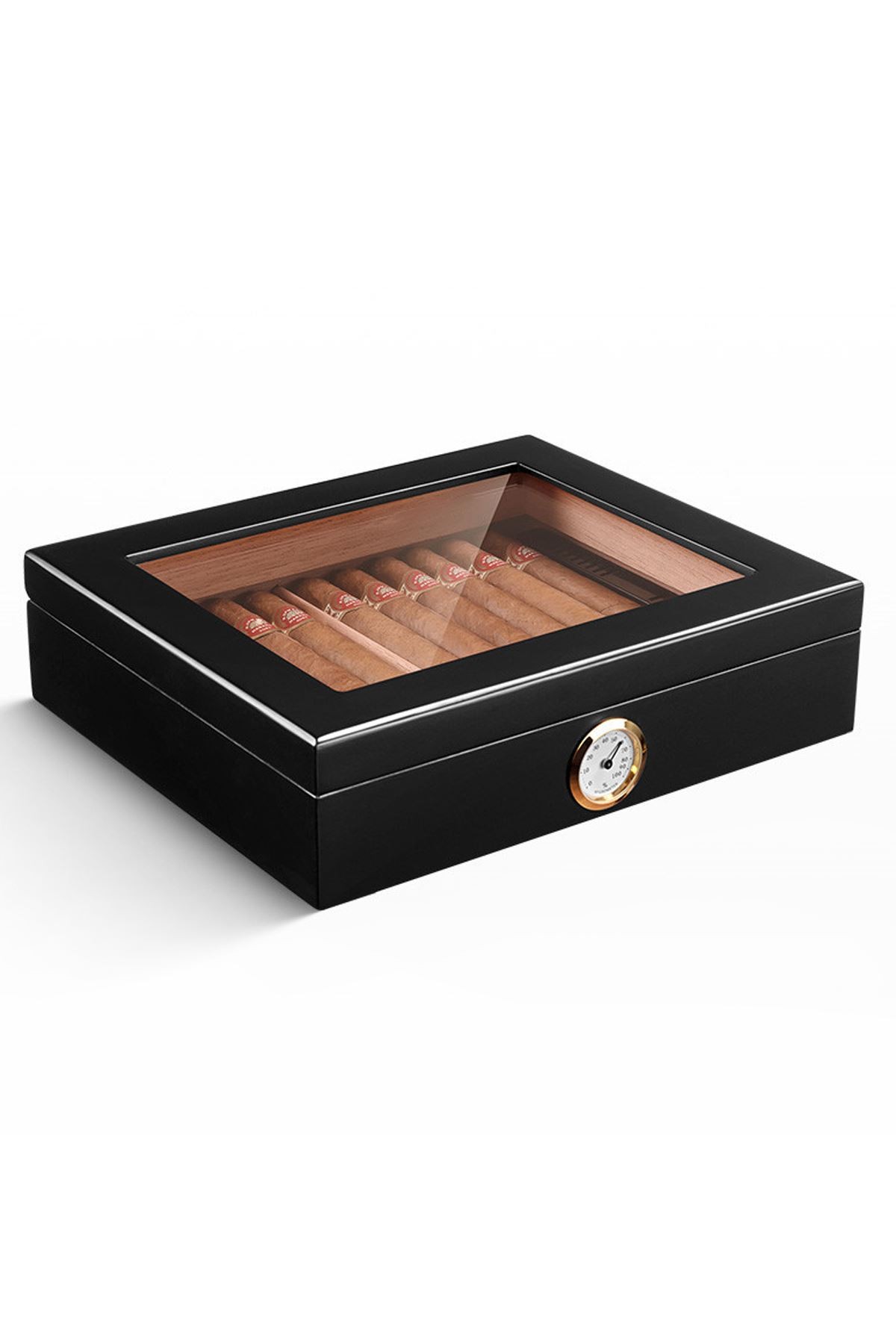 Falconetti Siyah Camlı Kısa Humidor Puro Kutusu rc06sy