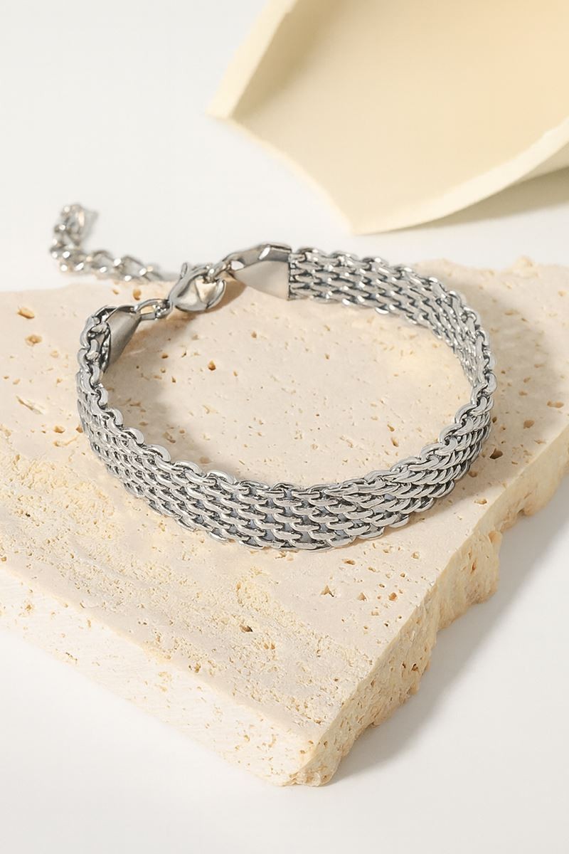 Chavin 8 mm Silver Çelik Kadın Zincir Bileklik et83by