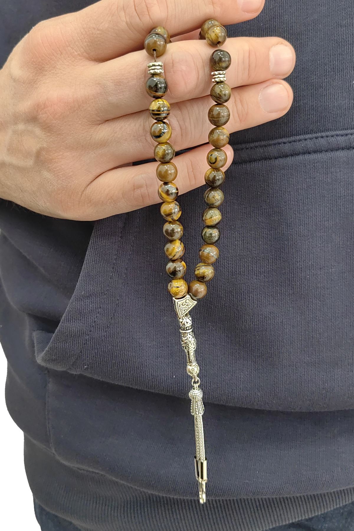 Chavin 8 mm. Kaplan Gözü Taşlı Doğaltaş Tespih ev94