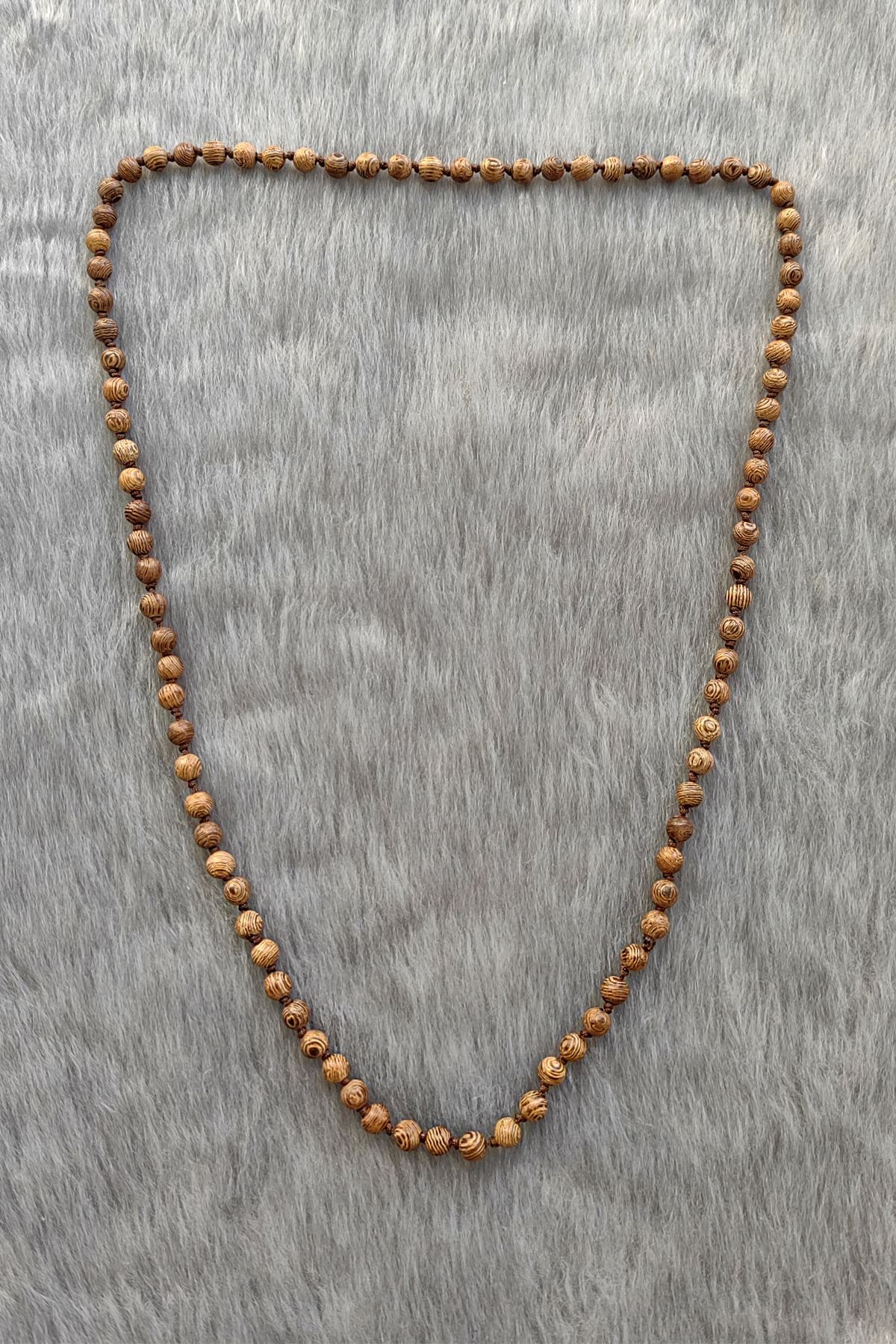Chavin 6 mm. 75 cm. Uzun Ahşap Erkek Kolye ey11