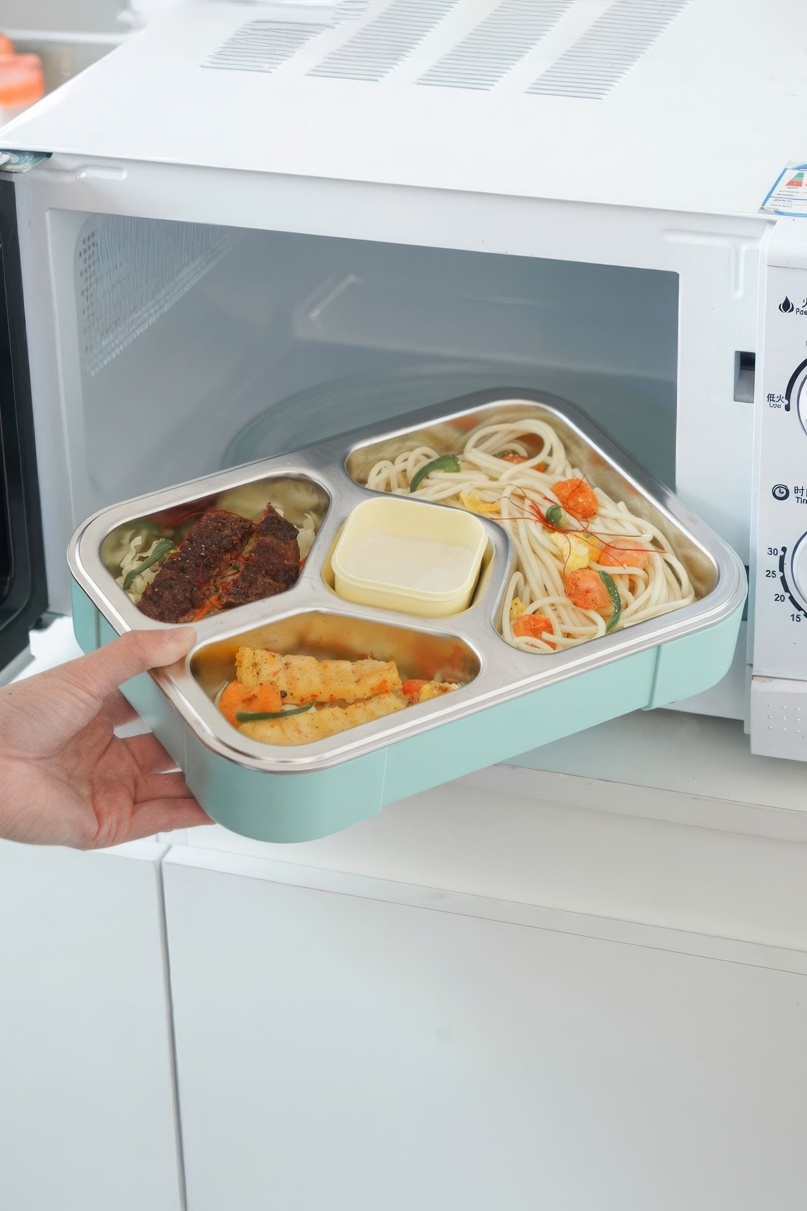 304 Çelik 1020 ml 4 Bölmeli öğrenci Ofis Yemek Mama Kabı Sefertası mt181ysx