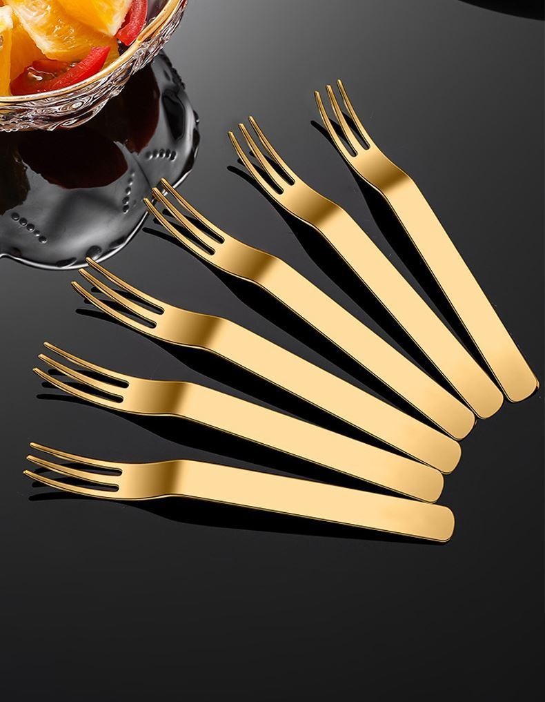 304 Çelik 12 Adet Gold Renk Tatlı ve Meyve Çatalı mt159sr-12
