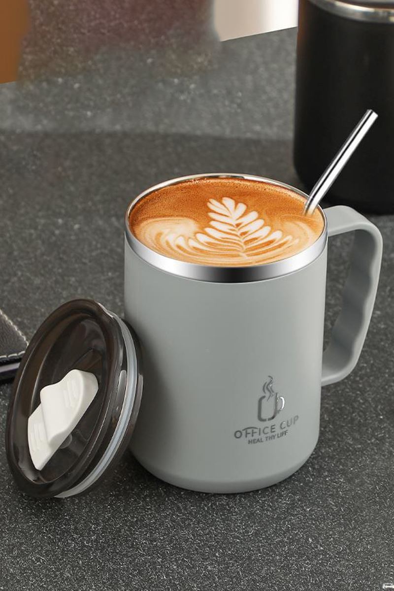 304 L Çelik Gri 500 ml Kahve El Termos Kupa Mug cin557gr
