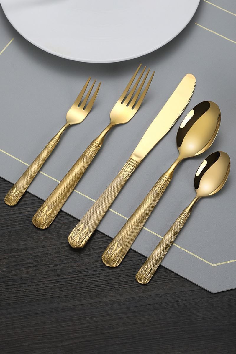 30 Parça 6 Kişilik Gold Çelik Yemek Kaşık Çatal Bıçak Seti mt226sr