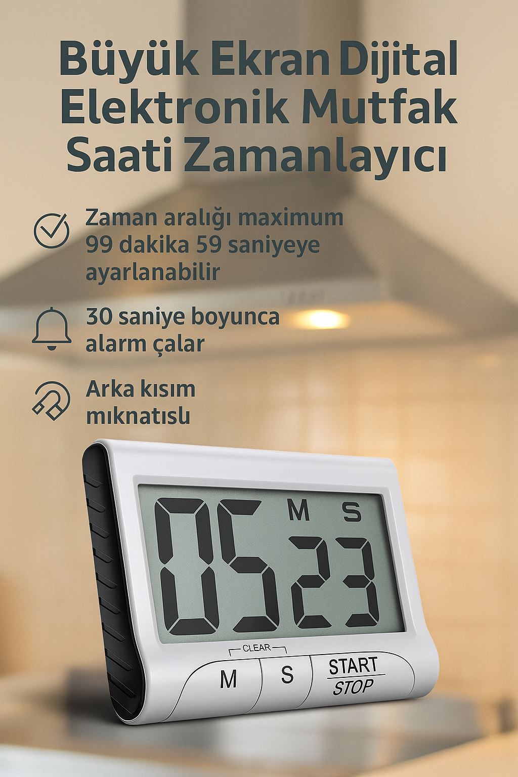 Büyük Ekran Dijital Elektronik Mutfak Saati Zamanlayıcı thr161