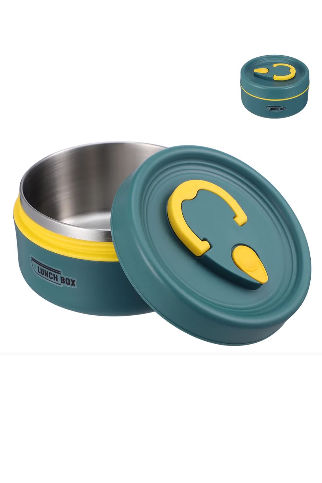 304 Çelik Mavi 430 ml Yemek Saklama Kabı Sefer Tası (SICAK TUTMAZ) cin417mv