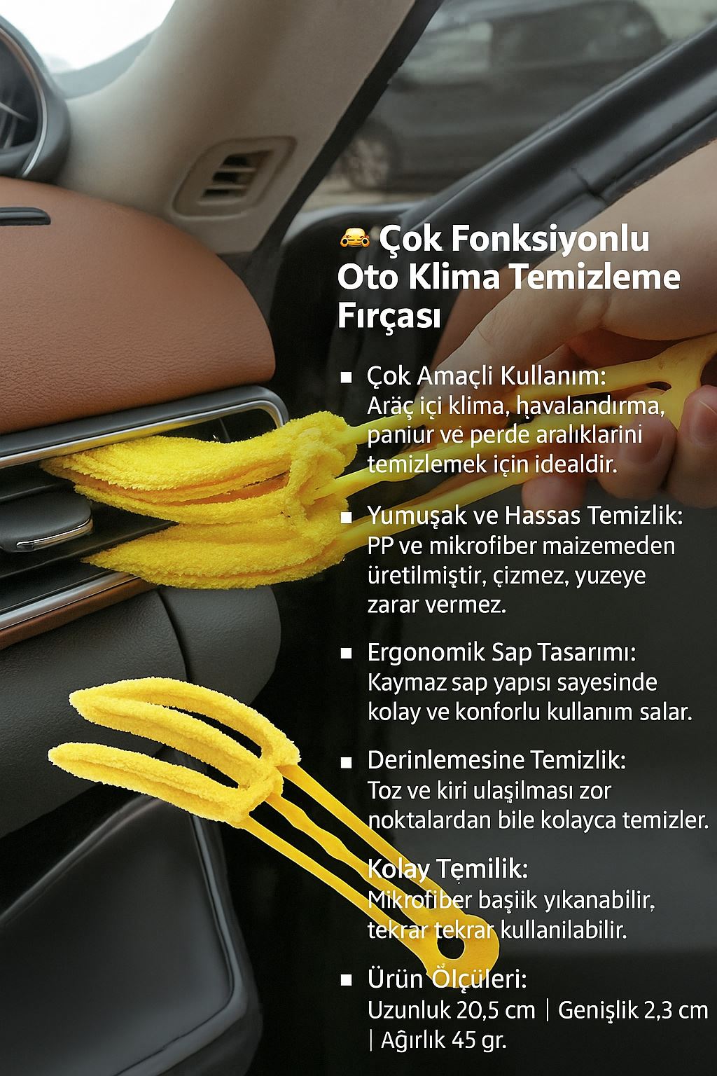 Çok Fonksiyonlu Oto Klima Toz Alma Panjur Perde Temizleme Fırçası cin695sr