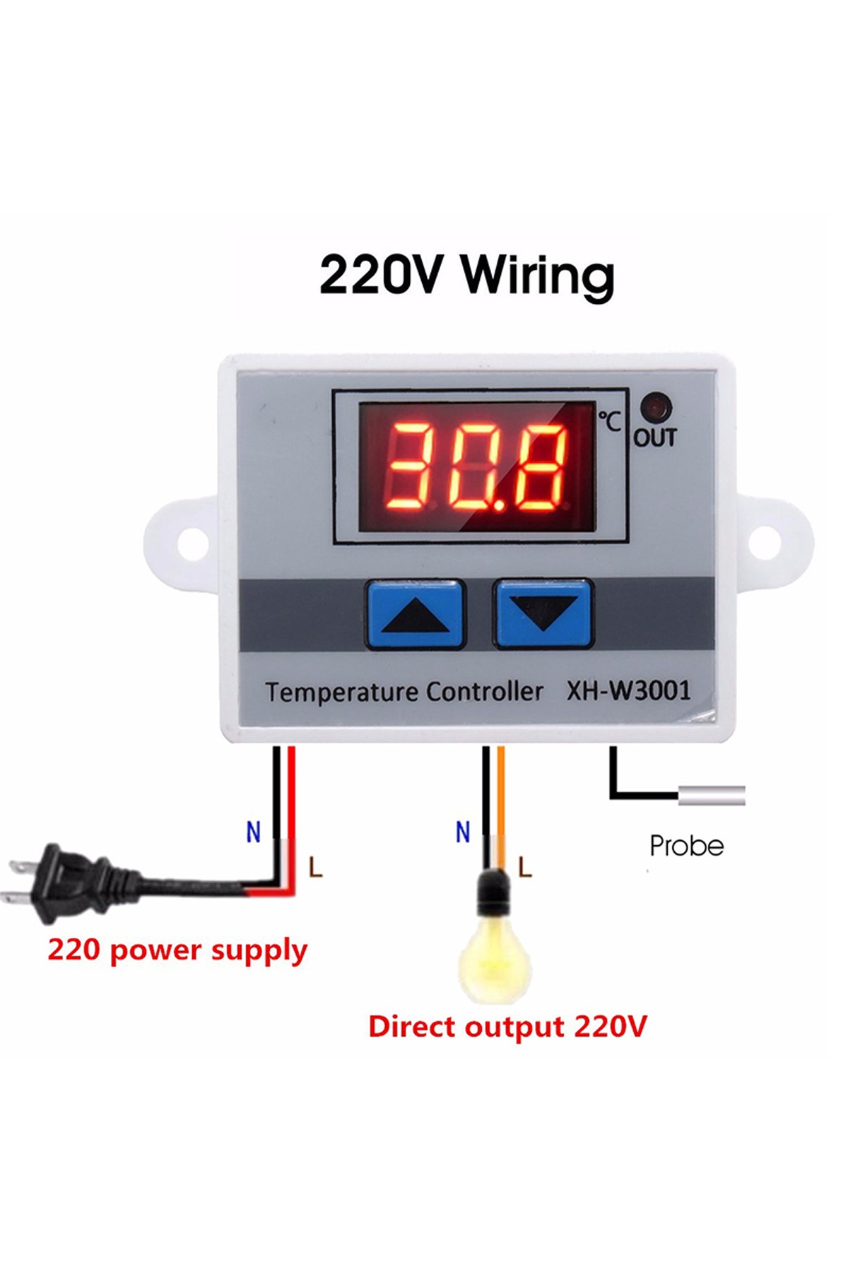 Dijital Termostat 220v Akvaryum Kuluçka Termostat xh-w3001 thr261