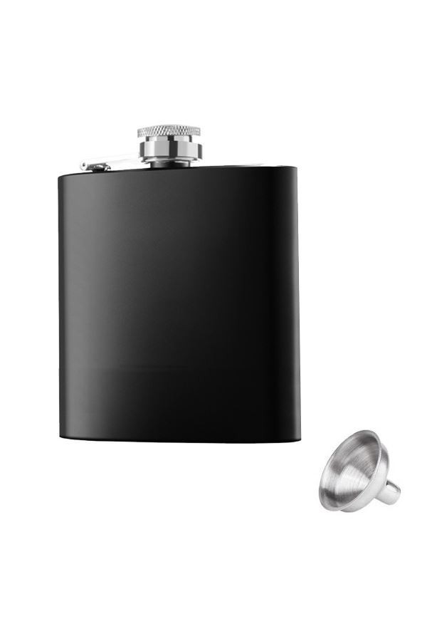 Çelik üzeri Mat Siyah 6 oz 180 ml içki Matarası py49